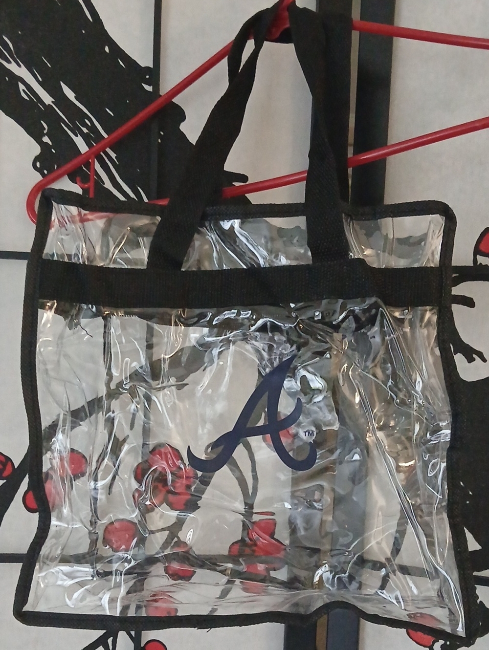 Transparent Black-Trim Tote Bag with Navy ATLANTA BRAVES Logo